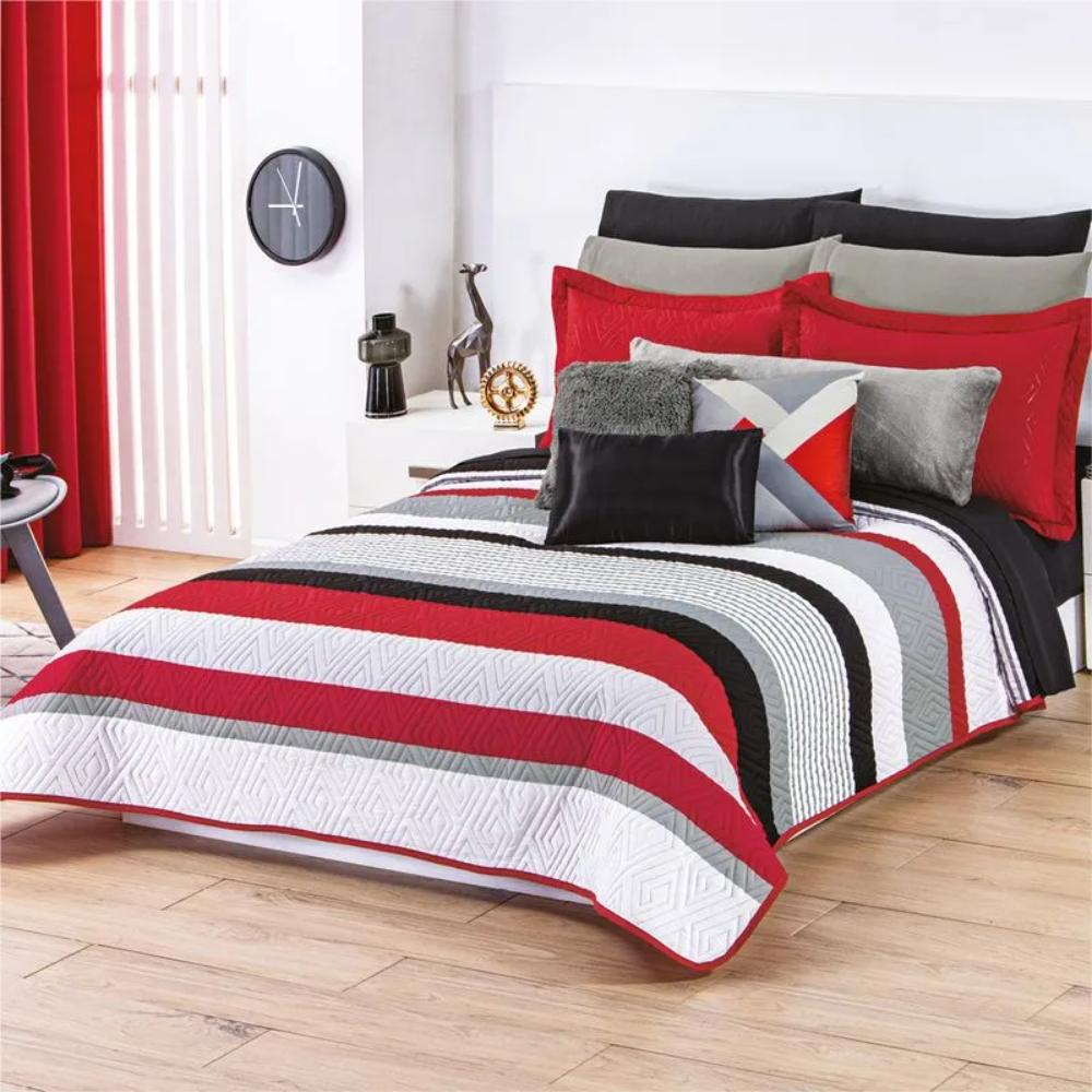 Edredon Ligero Neo Bruss Bies Rojo King Size Xl Concord