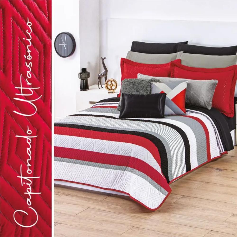 Edredon Ligero Neo Bruss Bies Rojo King Size Xl Concord