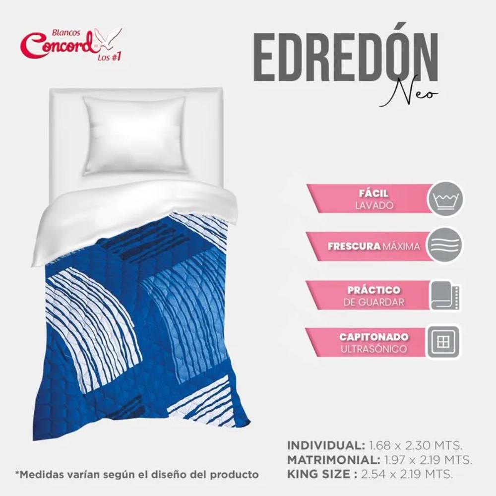 Edredon Ligero Neo Lugano 2V Azul King Size Xl Concord