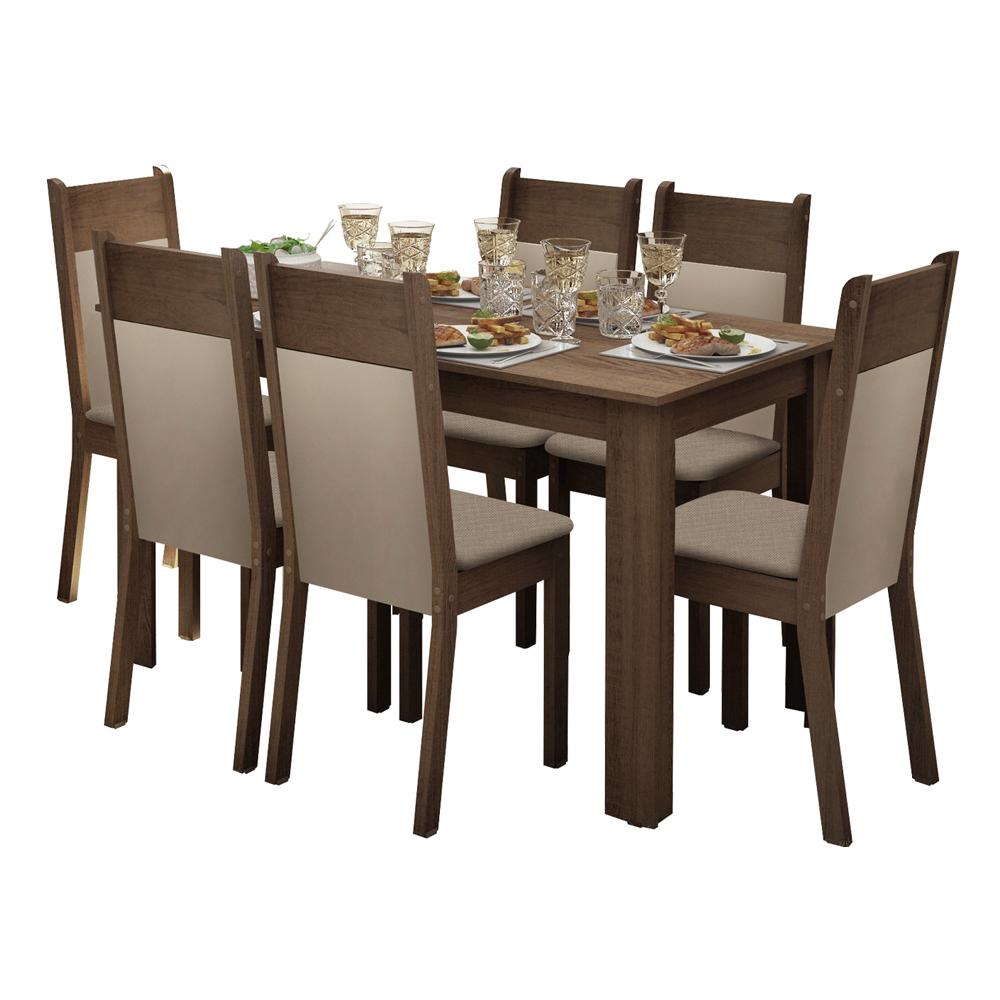 Juego de Comedor com Mesa y 6 Sillas Madesa Jaíne MC