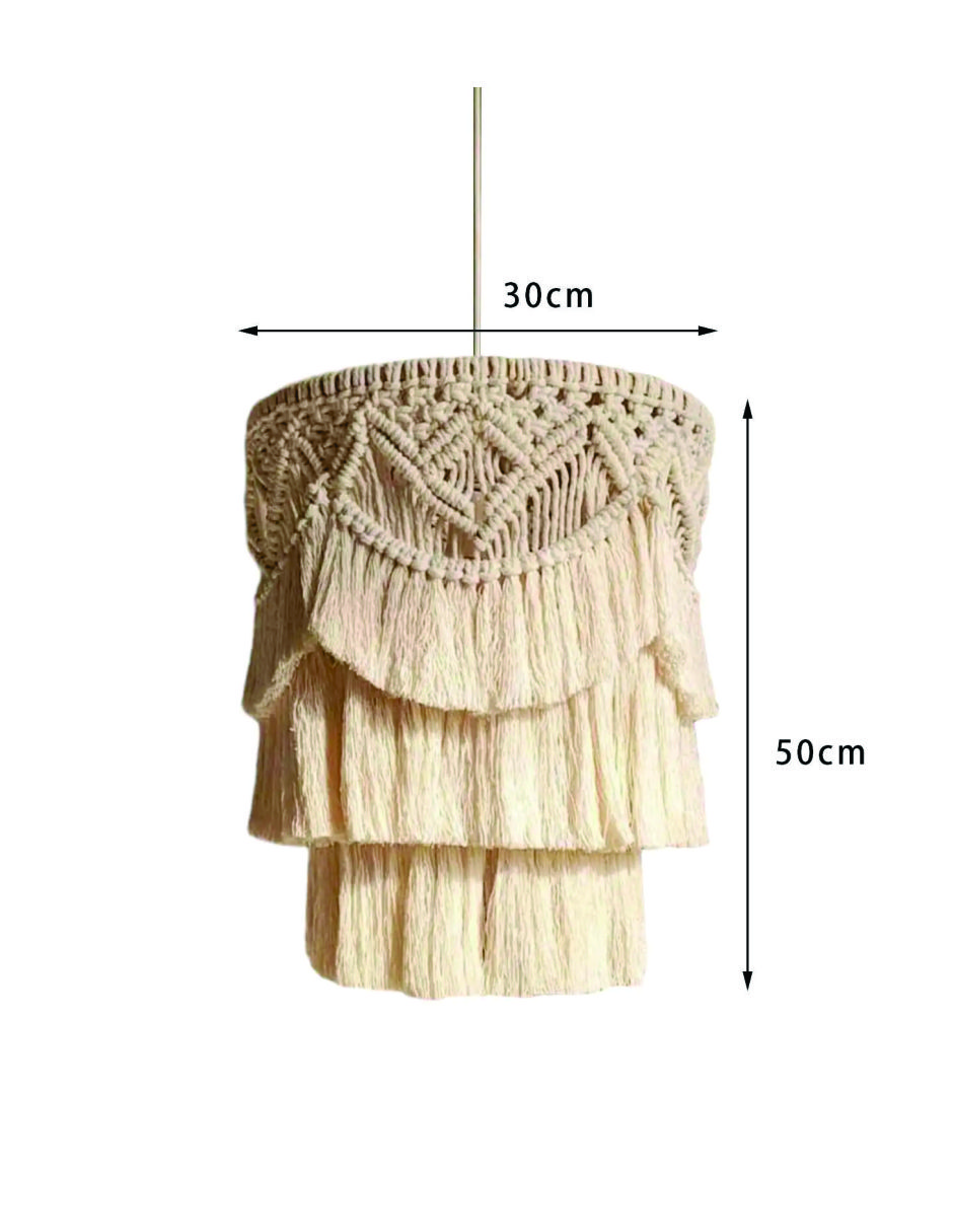 Lampara Pantalla Tejida Estilo Nórdico Boho Macramé Trendy