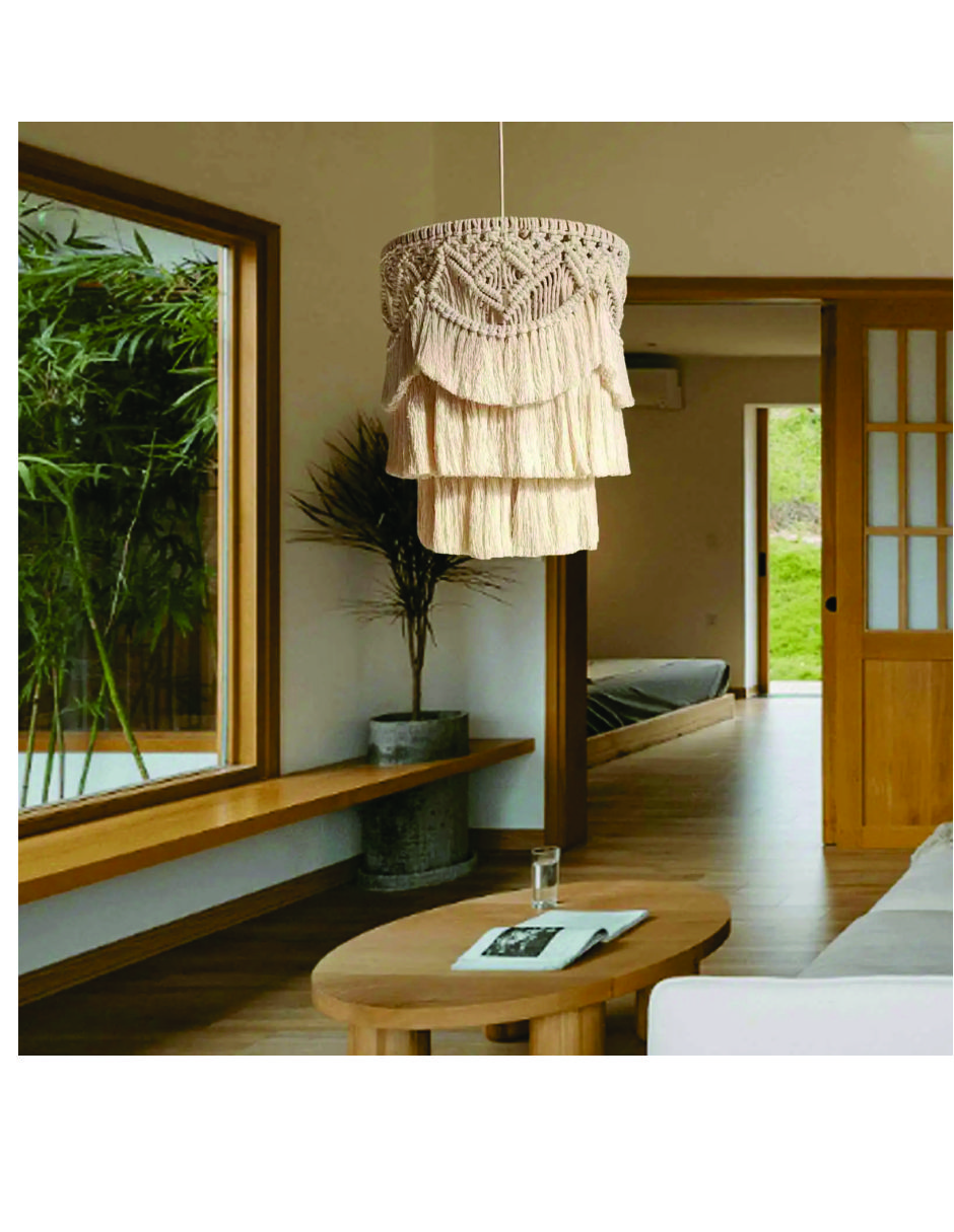 Lampara Pantalla Tejida Estilo Nórdico Boho Macramé Trendy