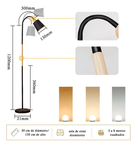 Lamparas De Piso De Metal Moderna Minimalista Ajustable 12w