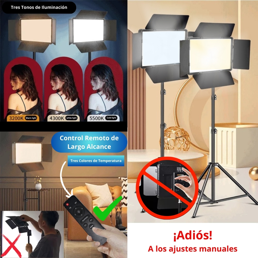 Panel De Luz Led Fotografía Iluminación Blanca Cálida Tripié