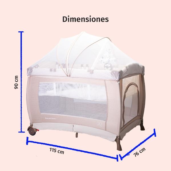 Cuna Corral Bebe Aeiou Bc003 Cambiador Vibrador Mosquitero Beige.