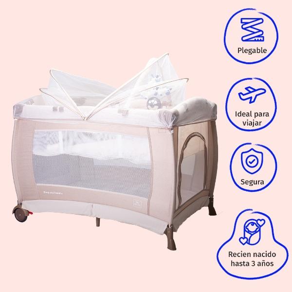 Cuna Corral Bebe Aeiou Bc003 Cambiador Vibrador Mosquitero Beige.