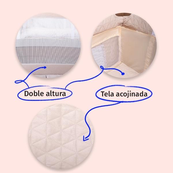 Cuna Corral Bebe Aeiou Bc003 Cambiador Vibrador Mosquitero Beige.