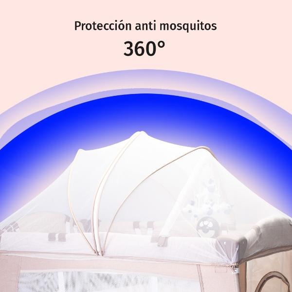 Cuna Corral Bebe Aeiou Bc003 Cambiador Vibrador Mosquitero Beige.