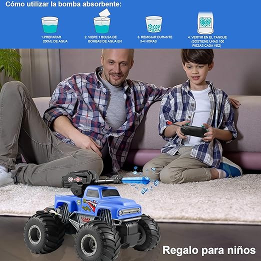 AI-PIKA Coche RC,Todoterreno Acrobático RC 2.4GHz，Dispara 5000 Rondas de Bombas de Agua, Juguete de Regalo Perfecto，Regalo de Navidad，Apto para niños y niñas Mayores de 5 años