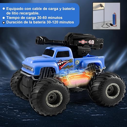 AI-PIKA Coche RC,Todoterreno Acrobático RC 2.4GHz，Dispara 5000 Rondas de Bombas de Agua, Juguete de Regalo Perfecto，Regalo de Navidad，Apto para niños y niñas Mayores de 5 años