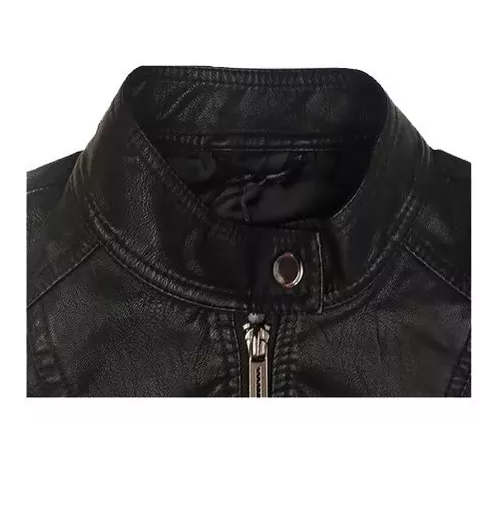 Chamarra Dama Moda Biker Cuello Mao Cierres Piel Pu