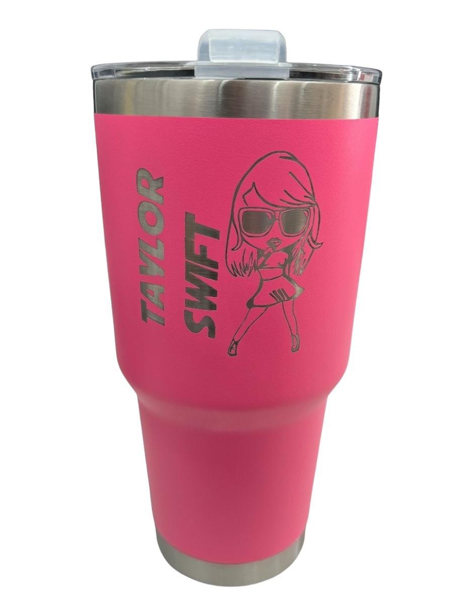 Termo de acero inoxidable Taylor Swift color fucsia de 30 Oz