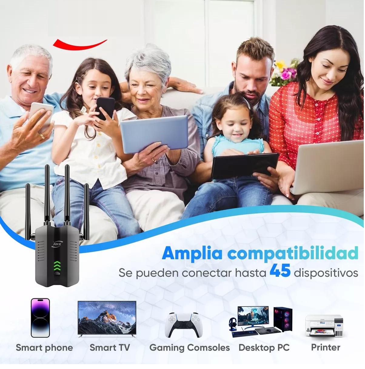 Repetidor Wifi Amplificador Señal 1200mbps 110/230v Wps 5g