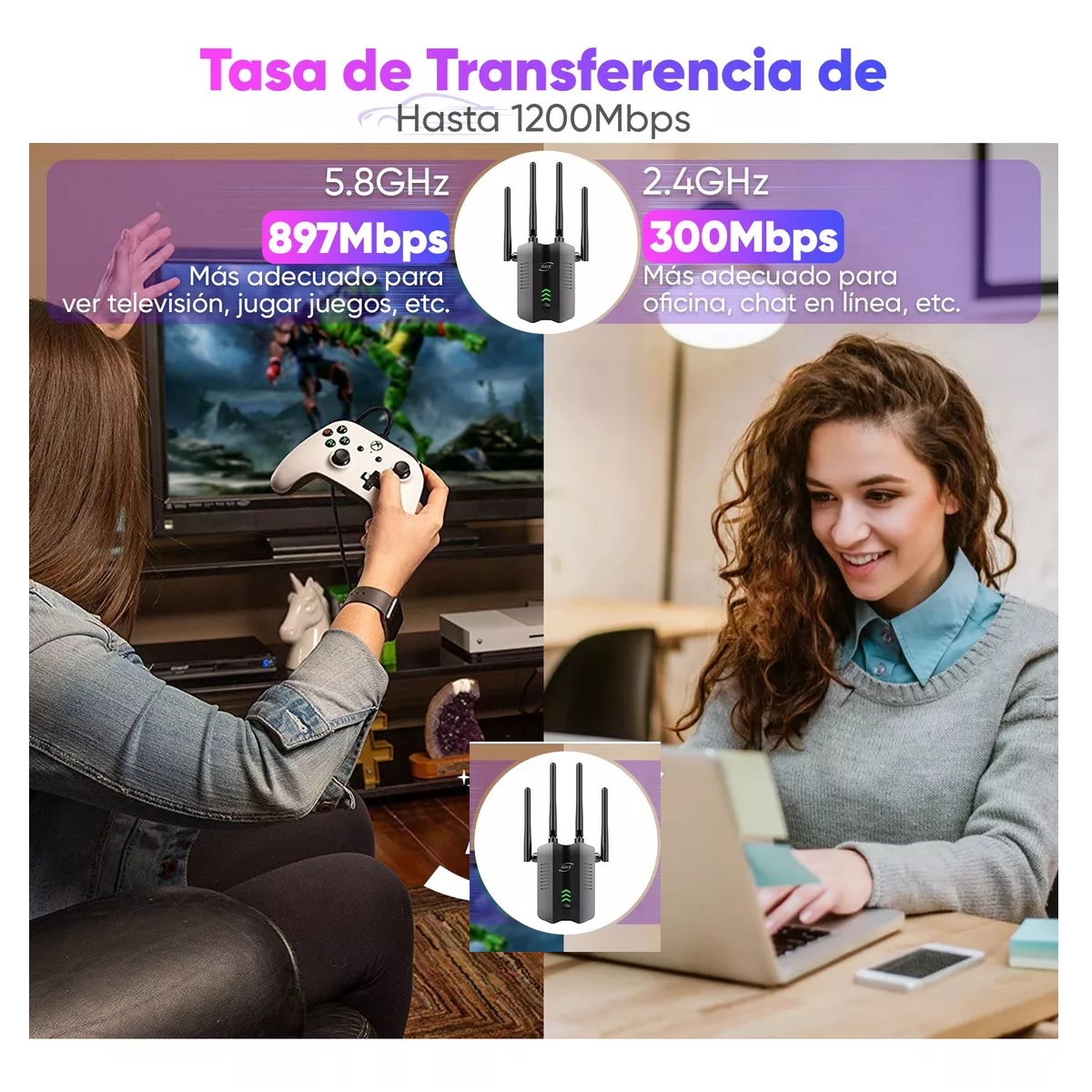 Repetidor Wifi Amplificador Señal 1200mbps 110/230v Wps 5g