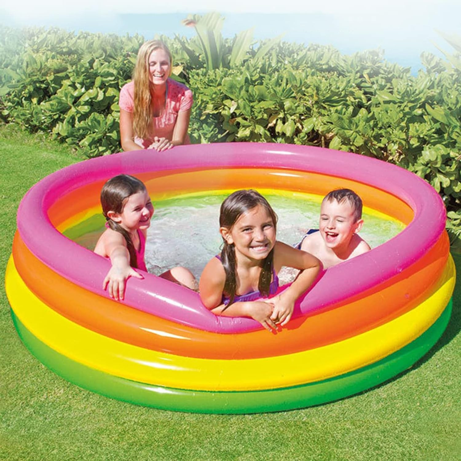 Bañera Inflable para Bebe Tina 150cm Niños Portatil Piscina  - Multicolor