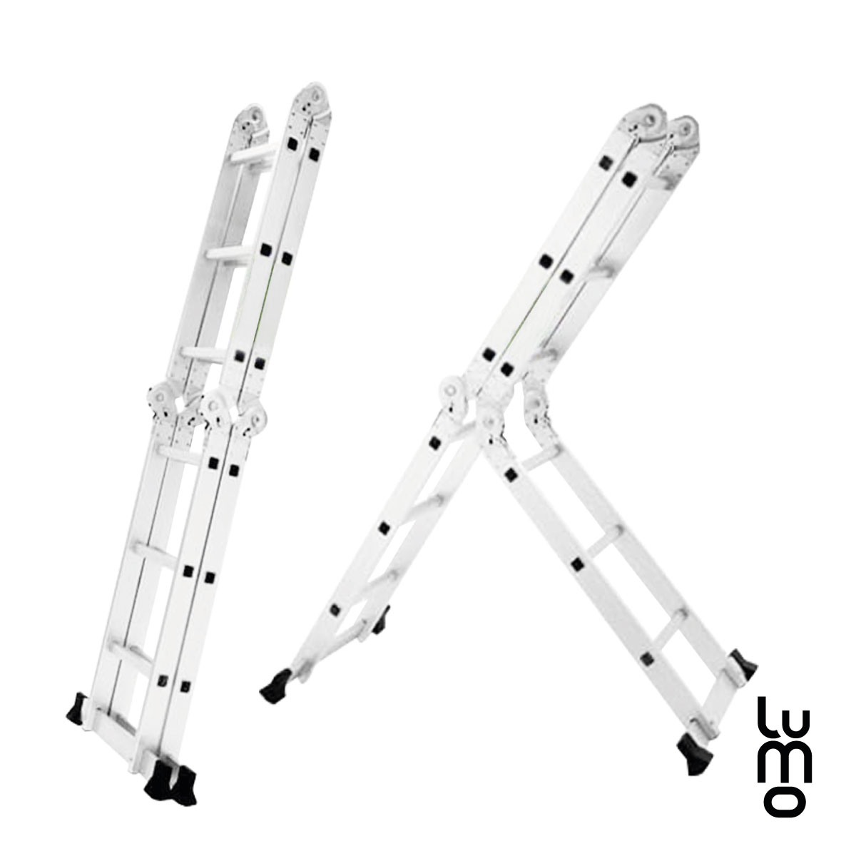 Escalera Multiposiciones 8 en 1 Aluminio 150Kg 12 Peldaños con Charolas