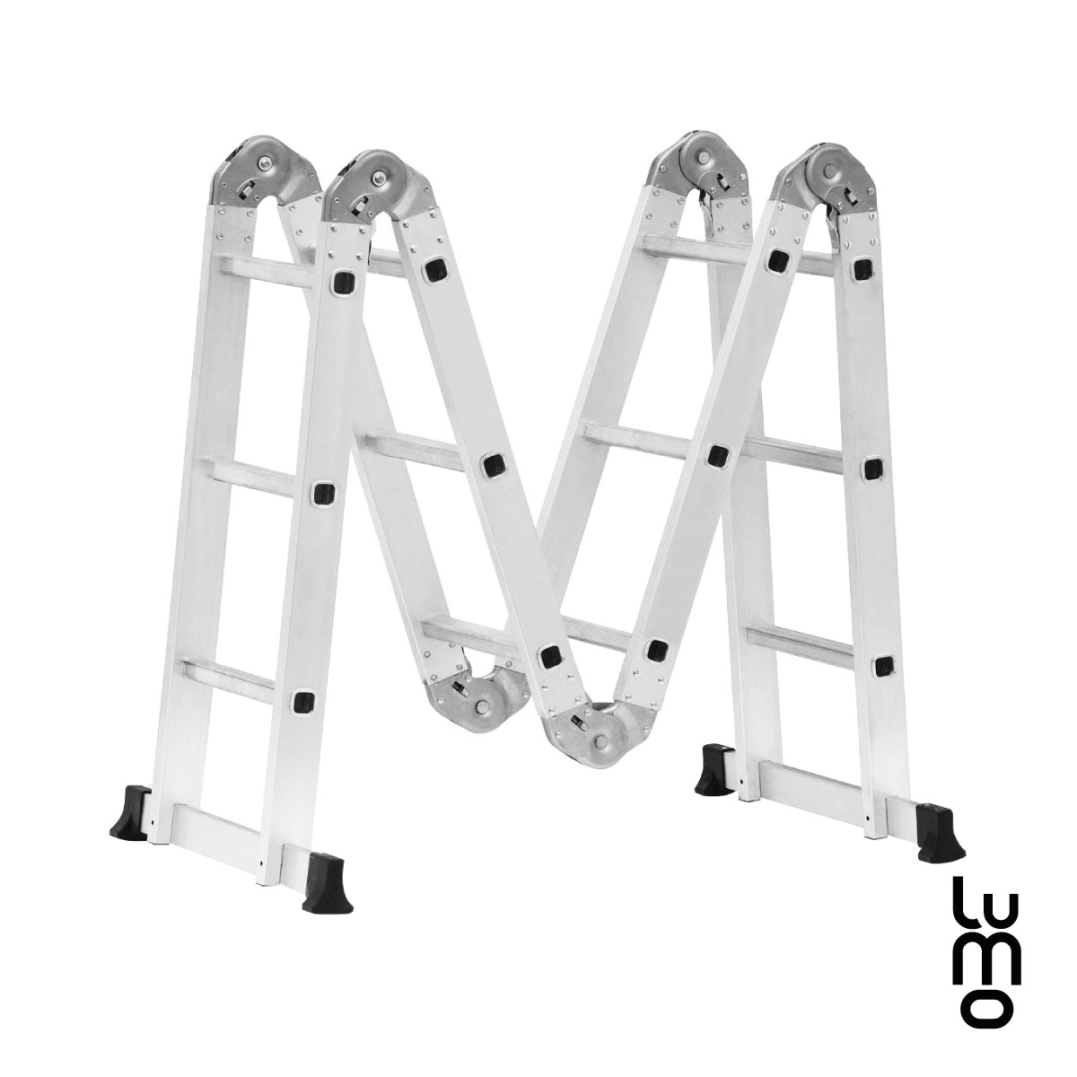 Escalera Multiposiciones 8 en 1 Aluminio 150Kg 12 Peldaños con Charolas