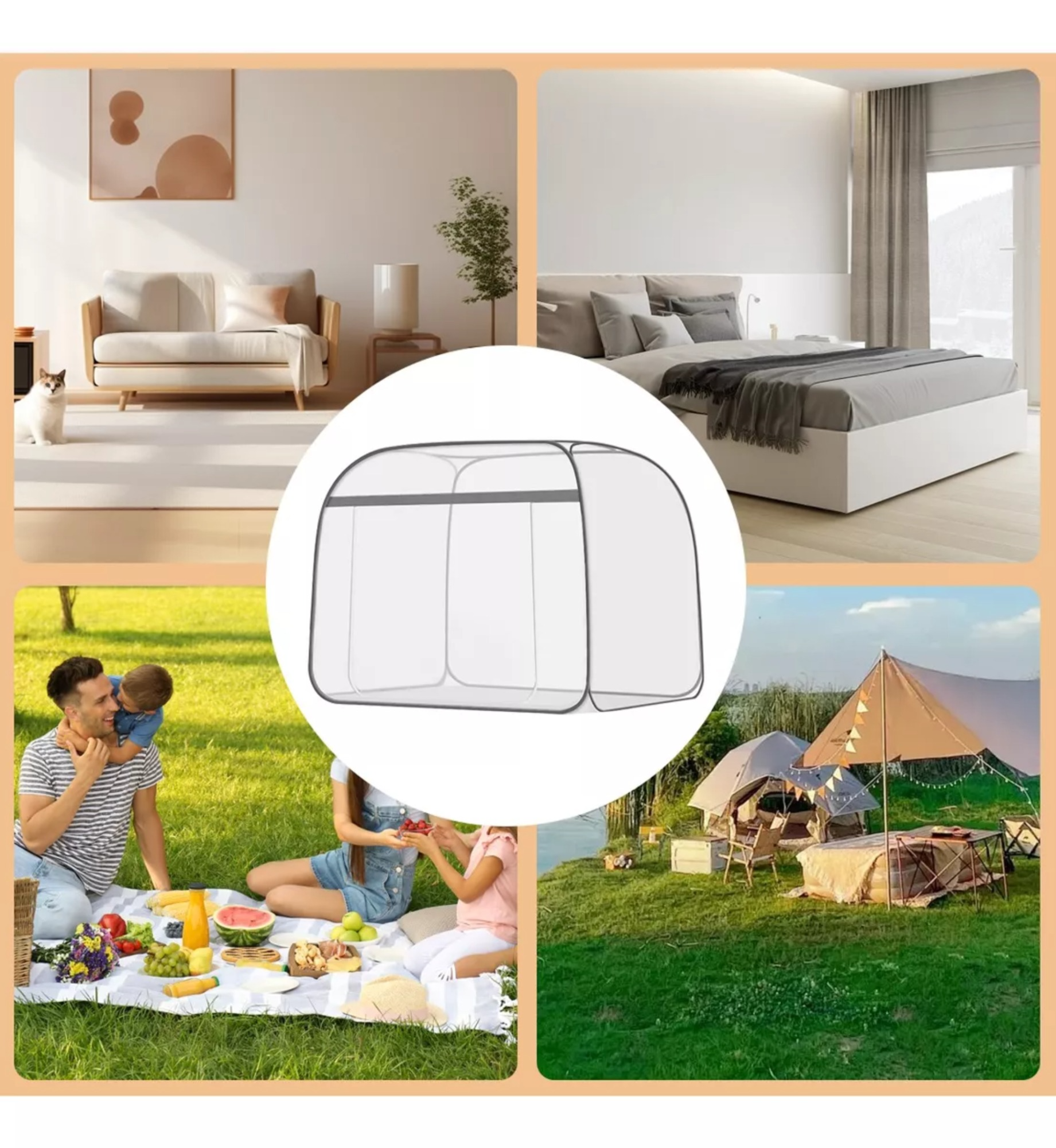 Tela Cortina Malla Mosquitera Cama Plegable Anti-mosquito
