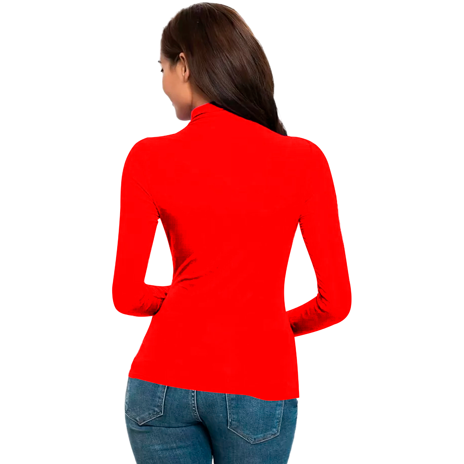 Blusa Termica  Mujer, Color Rojo, Manga Larga, Unitalla, Cuello Alto, Playera, Casual, Basica, Camiseta, Uso Diario