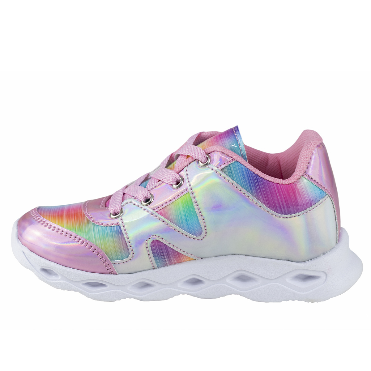 Tenis De Luces Para Niña Mariposa Kids Shoes 106-7 Plata Urbanos