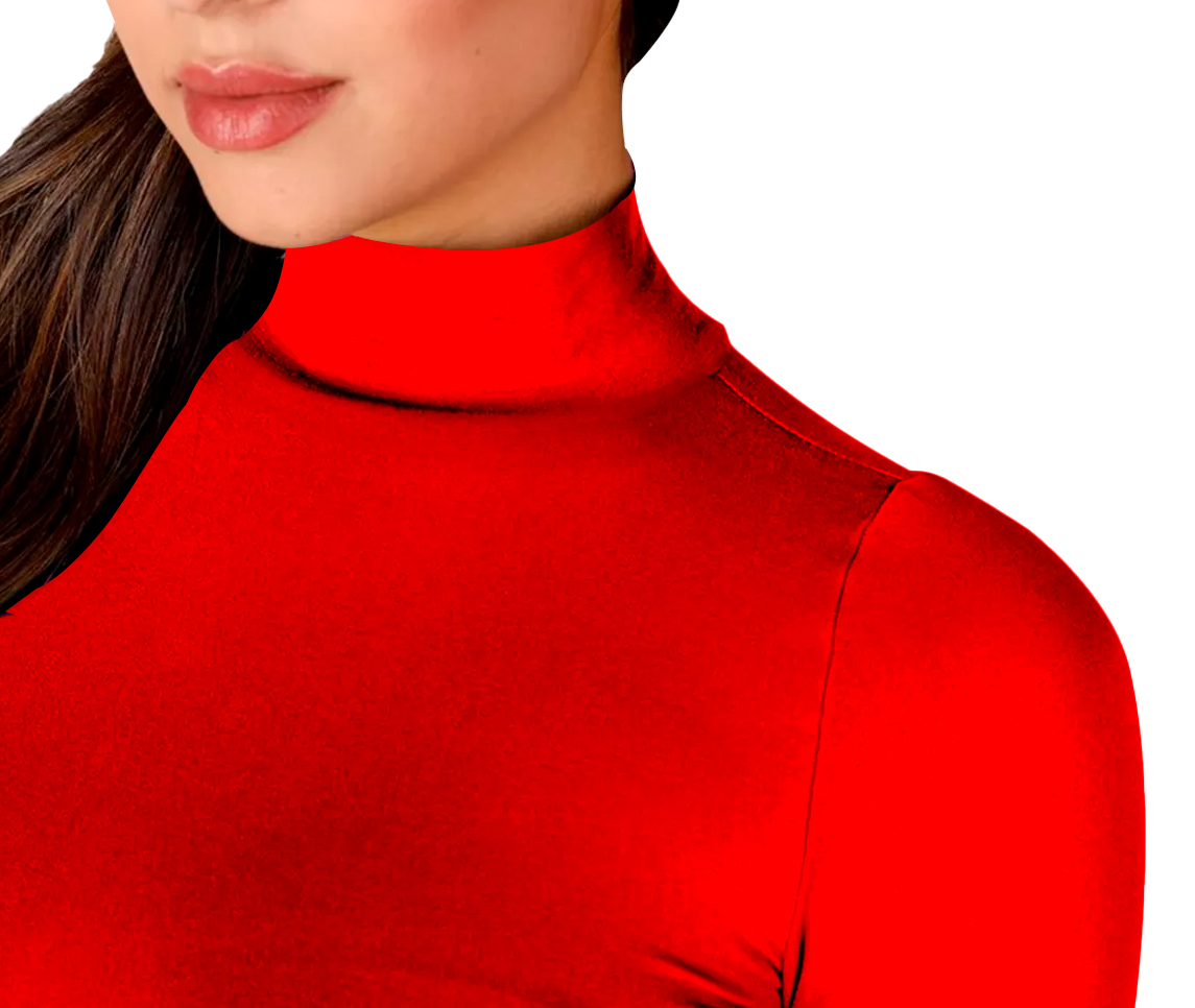 Blusa Termica  Mujer, Color Rojo, Manga Larga, Unitalla, Cuello Alto, Playera, Casual, Basica, Camiseta, Uso Diario