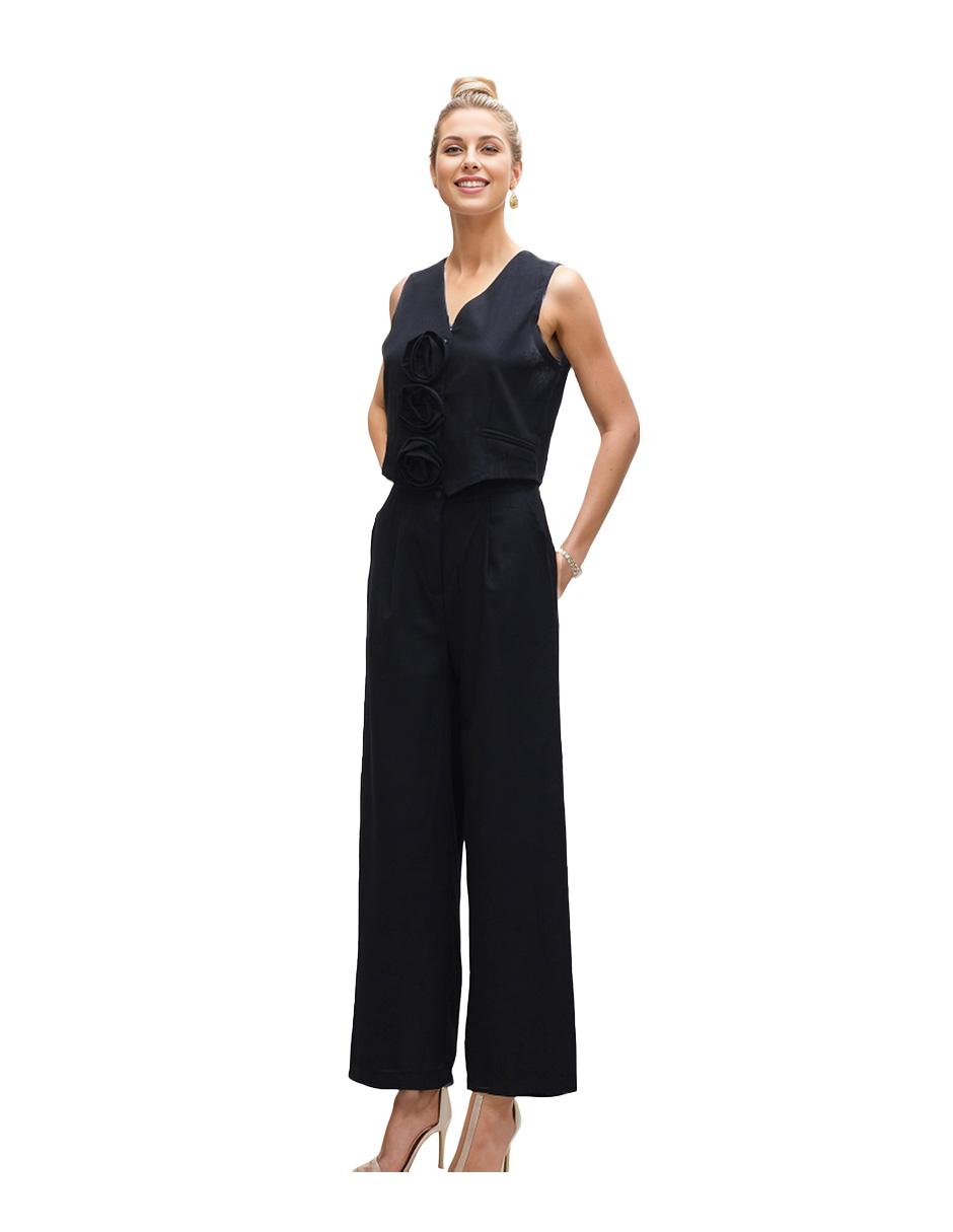 Conjunto de pantalón recto y blusa Okboth de lino para mujer