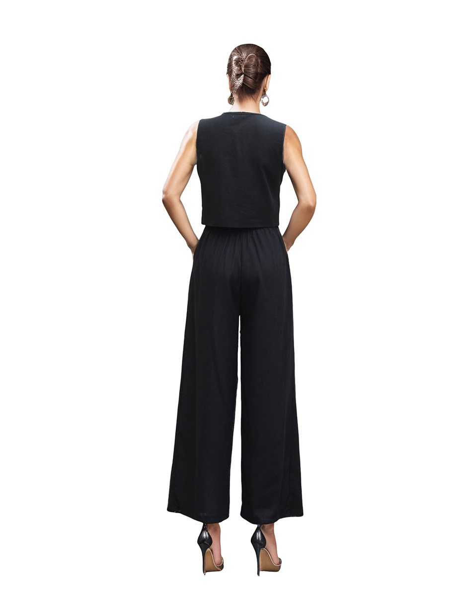 Conjunto de pantalón recto y blusa Okboth de lino para mujer