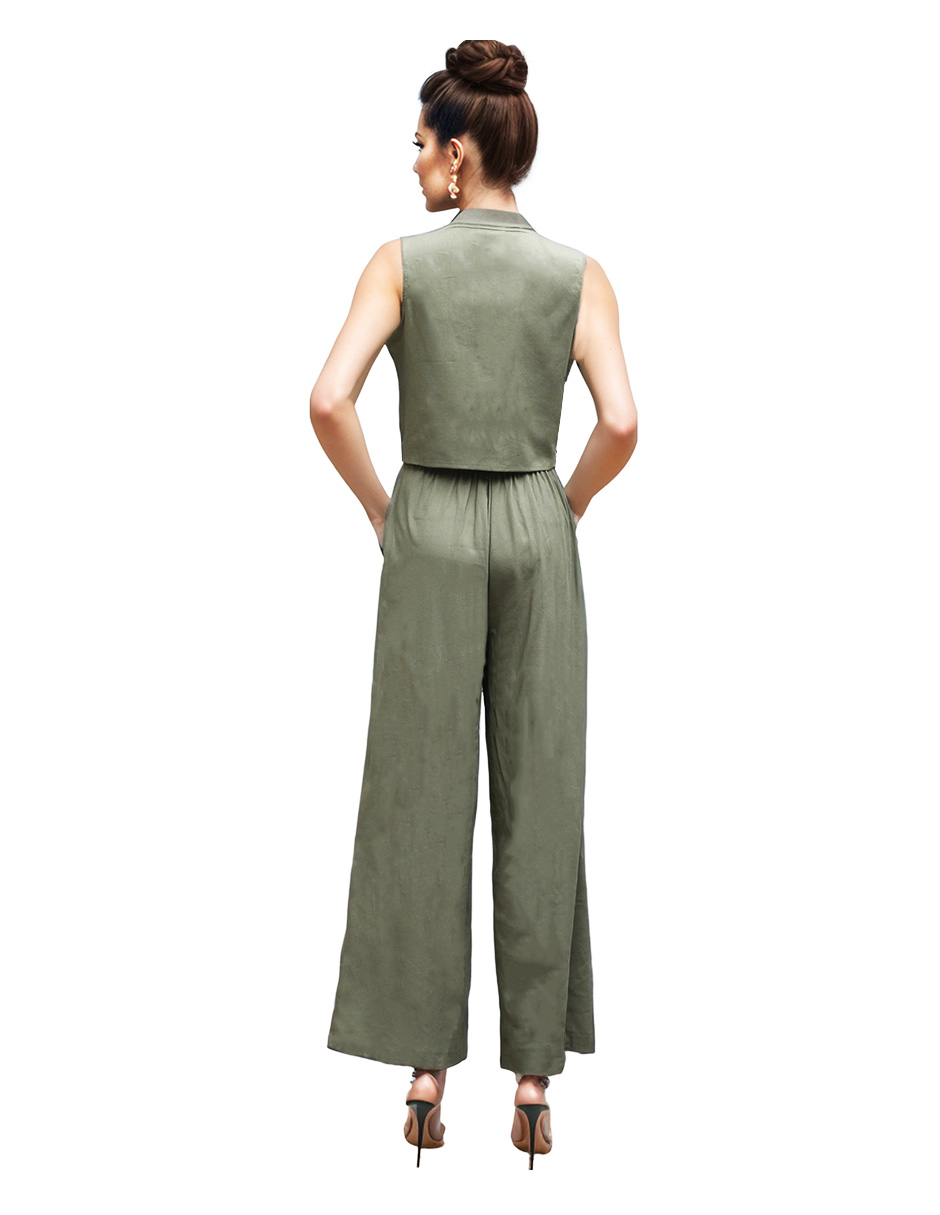 Conjunto de pantalón recto y blusa Okboth de lino para mujer