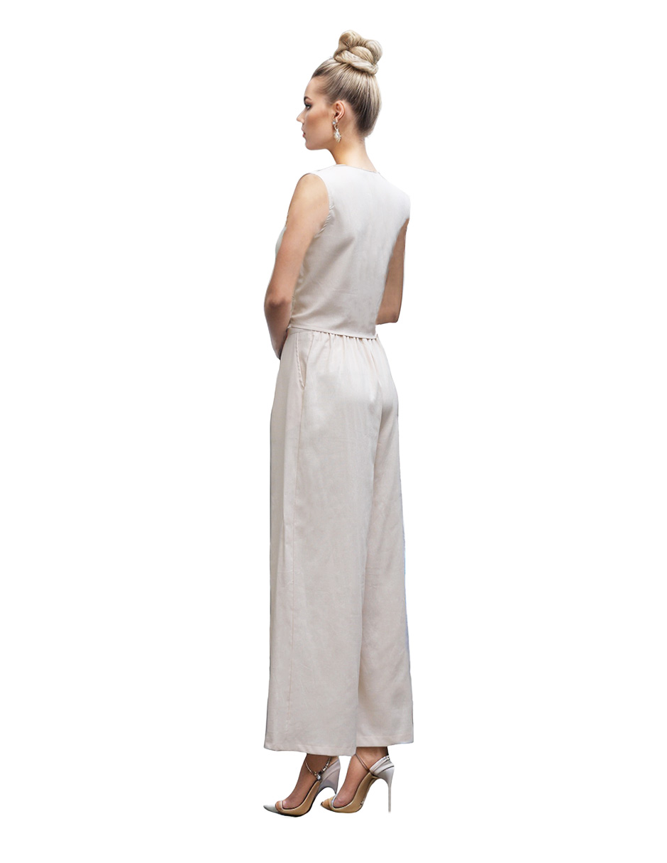 Conjunto de pantalón recto y blusa Okboth de lino para mujer