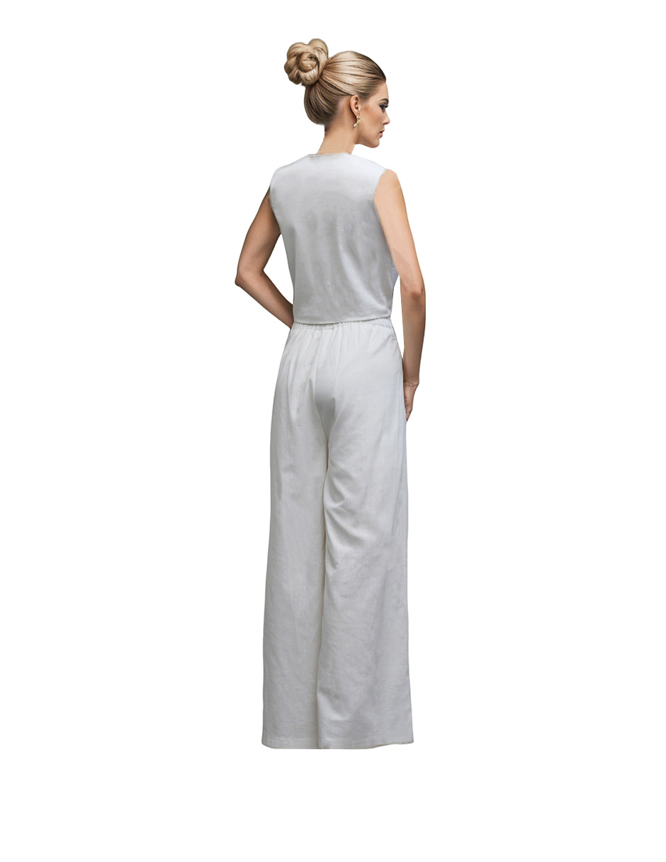 Conjunto de pantalón recto y blusa Okboth de lino para mujer