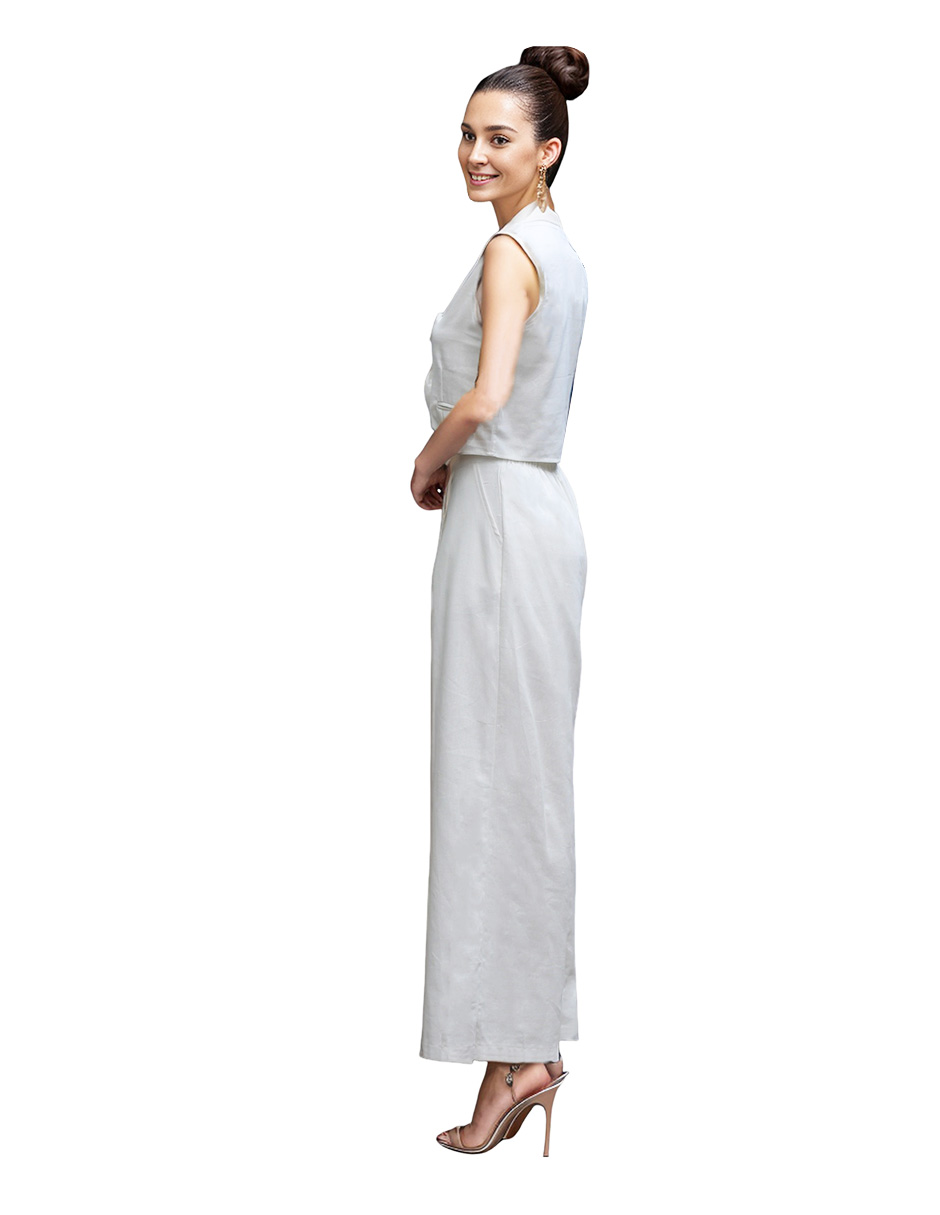 Conjunto de pantalón recto y blusa Okboth de lino para mujer