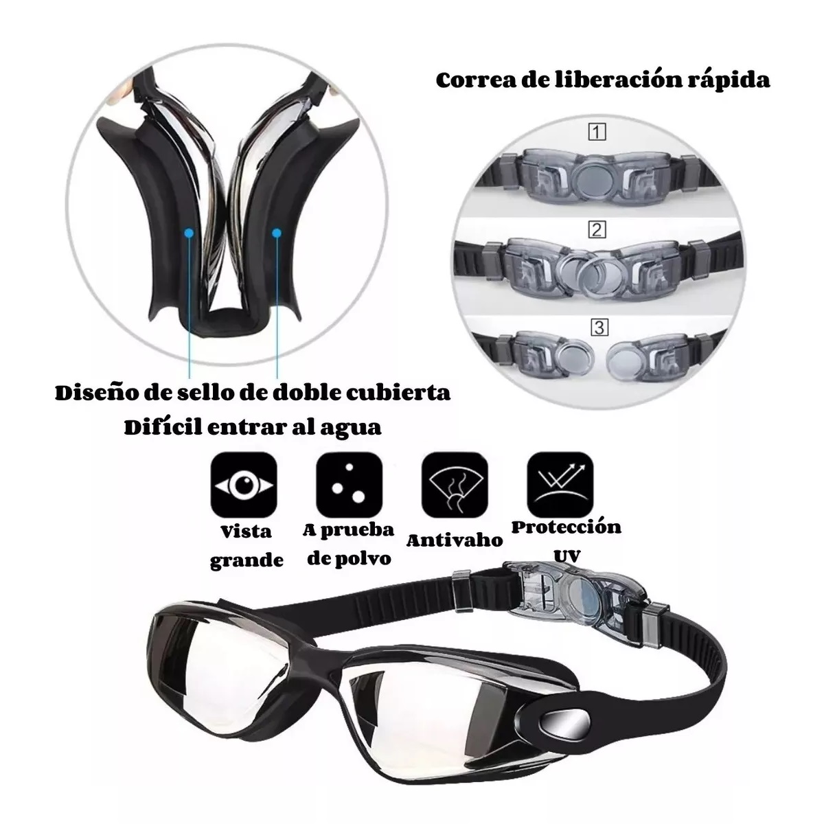 Traje De Baño Deportivo Mujer Natación Lycra+gorra Y Goggles XL