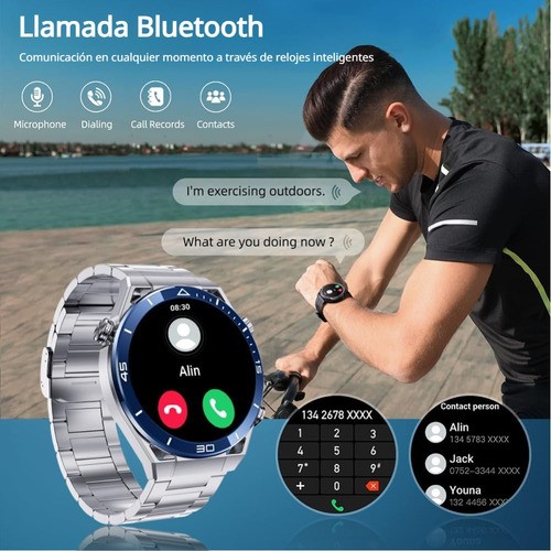 Nfc Ecg Reloj Inteligente Hombre Smartwath Para Huawei 2024 plata azul
