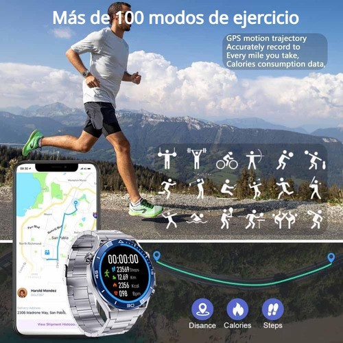 Nfc Ecg Reloj Inteligente Hombre Smartwath Para Huawei 2024 plata azul