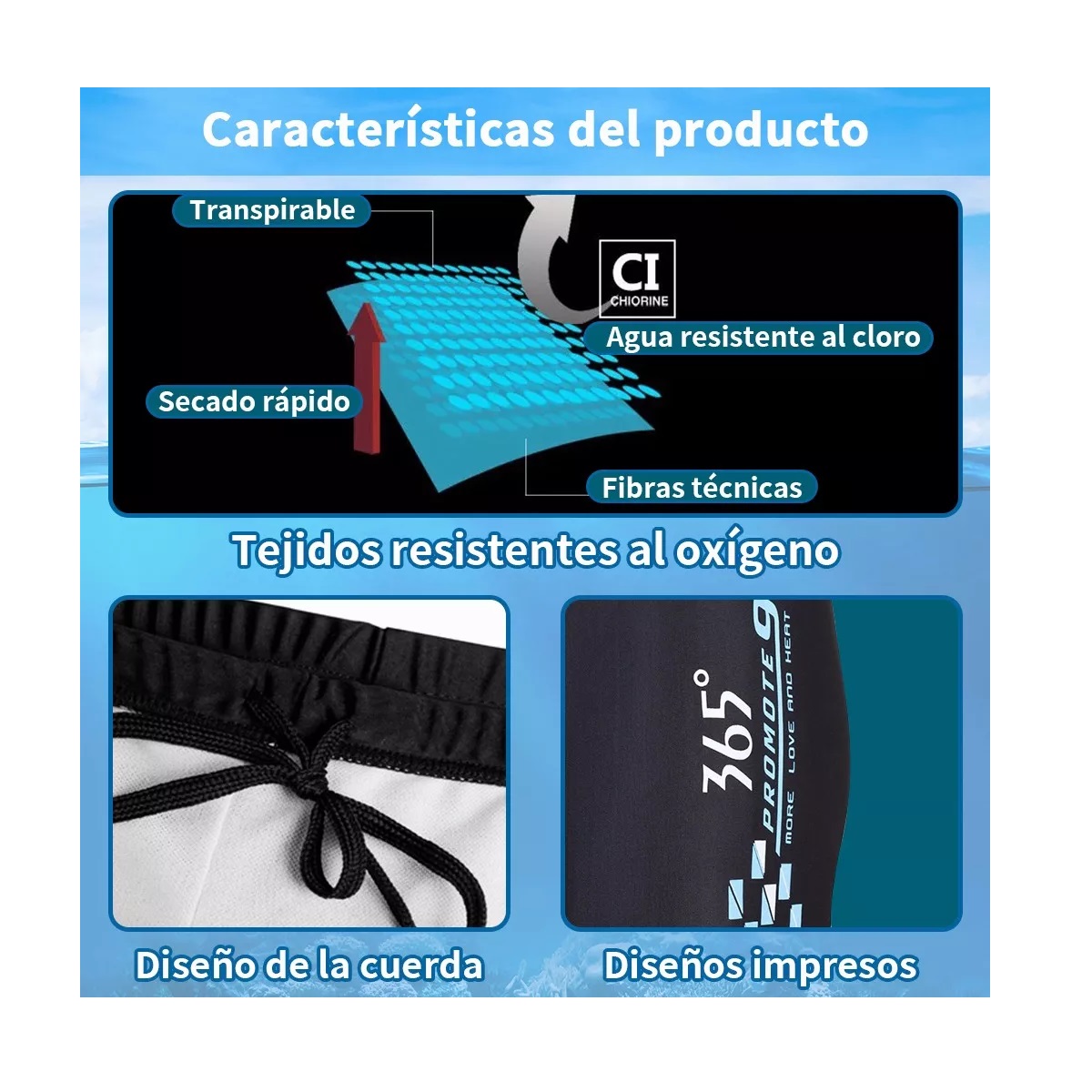 5en1 Kit Natación Hombre Portátil Transpirable Secado Rápido Azul Talla G