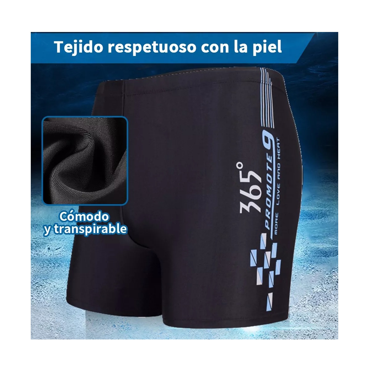 5en1 Kit Natación Hombre Portátil Transpirable Secado Rápido Azul Talla G
