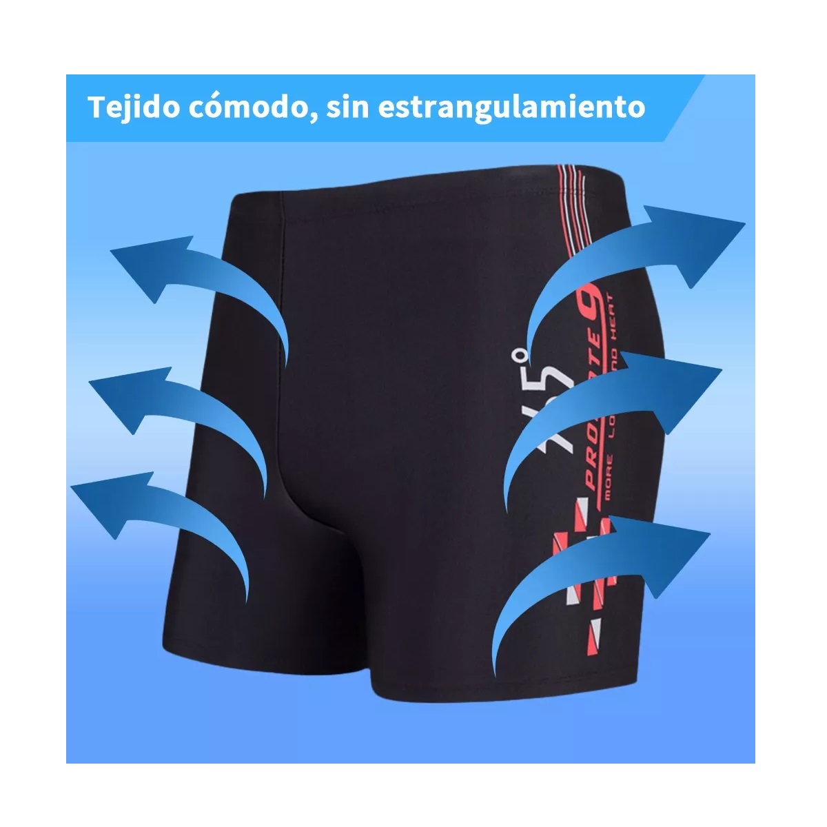 5en1 Kit Natación Hombre Portátil Transpirable Secado Rápido Rojo Talla G