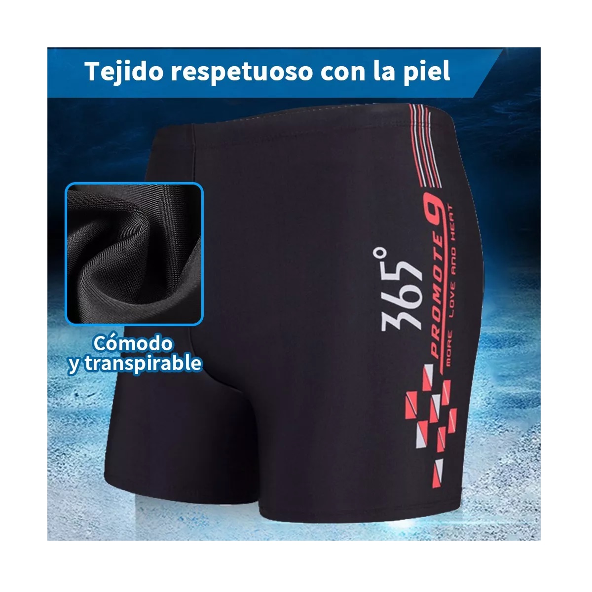 5en1 Kit Natación Hombre Portátil Transpirable Secado Rápido Rojo Talla G