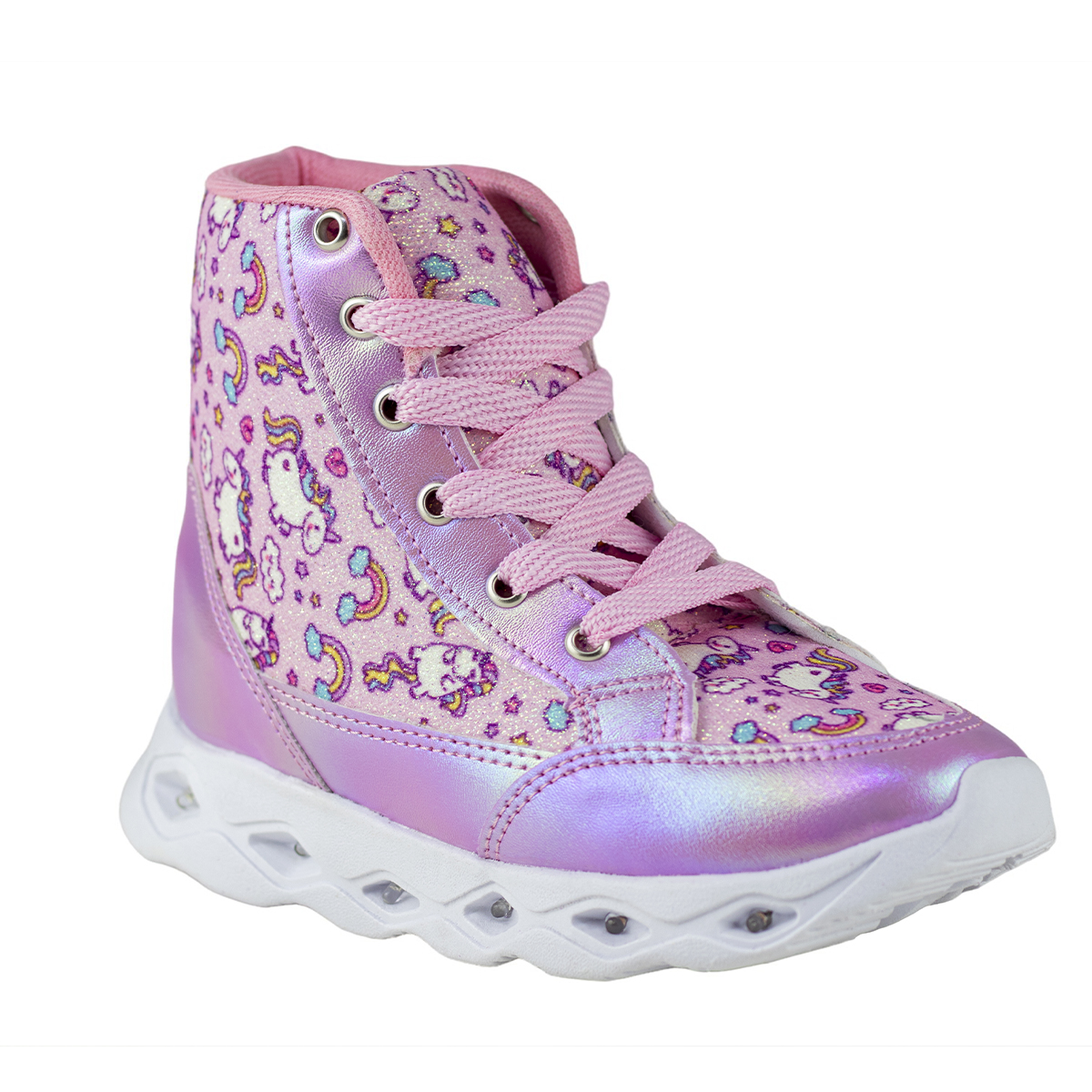 Tenis Unicornio De Niña Con Luces Kids Shoes Bota 300-1 Lila