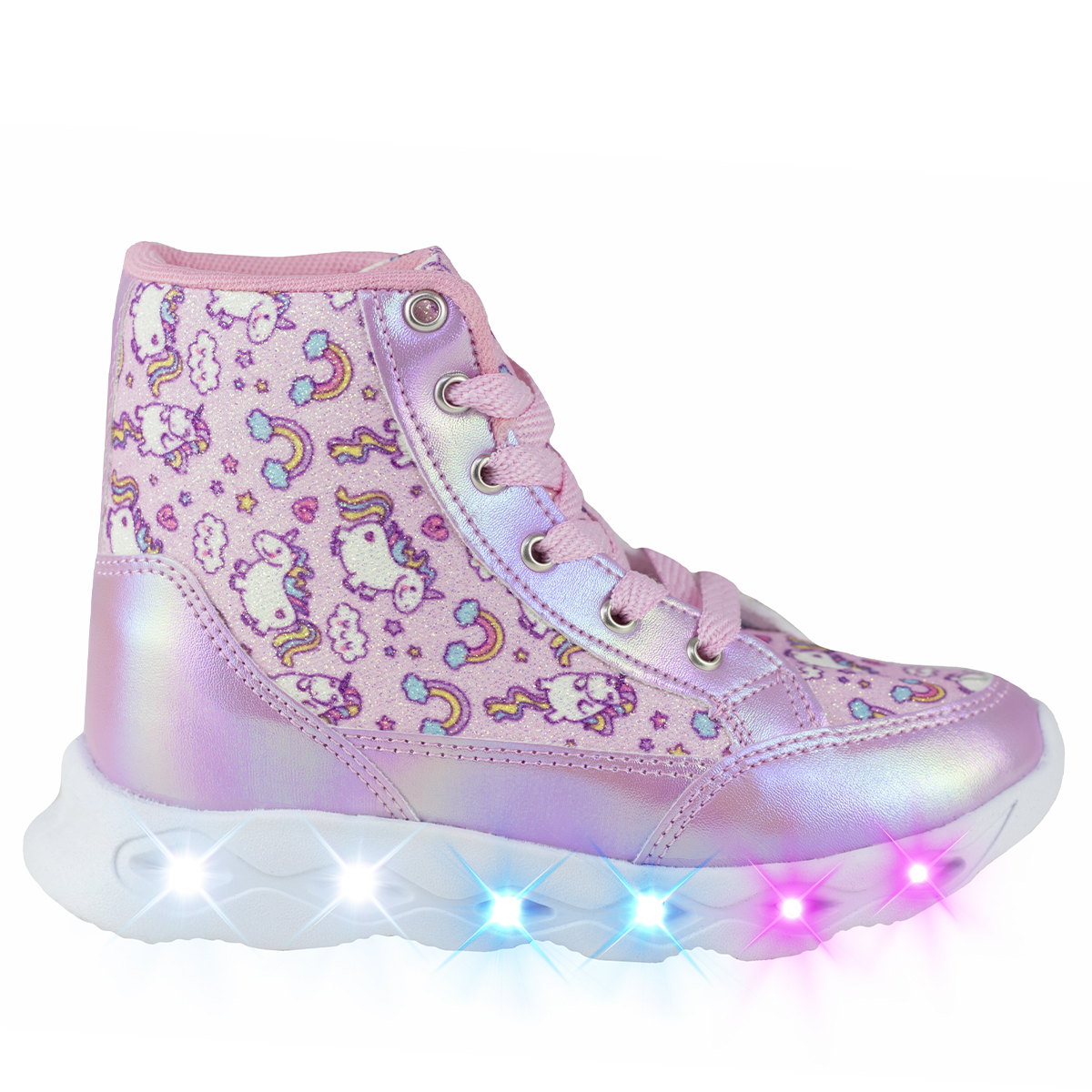 Tenis Unicornio De Niña Con Luces Kids Shoes Bota 300-1 Lila