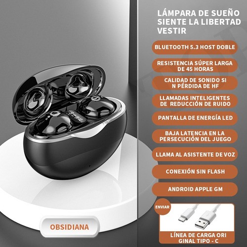 Audífonos Invisibles Verdaderamente Inalámbricos Con Bt 5.3 negra