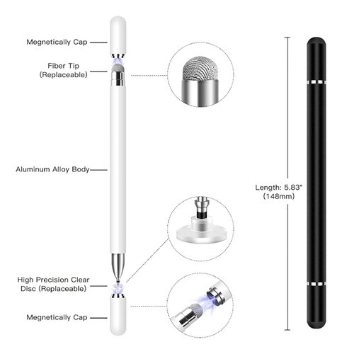 Universal Lapiz Tactil Optico Pencil Tablet Stylus Pluma 2ps negro blanco