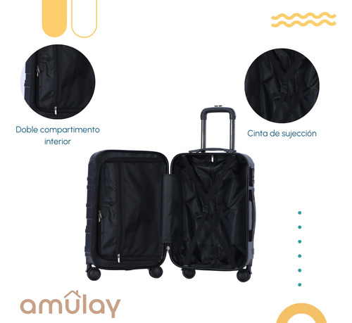 Maleta De Mano Cabina Carry On Candado Ruedas 360° Amulay