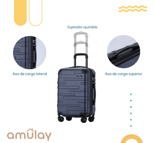 Maleta De Mano Cabina Carry On Candado Ruedas 360° Amulay