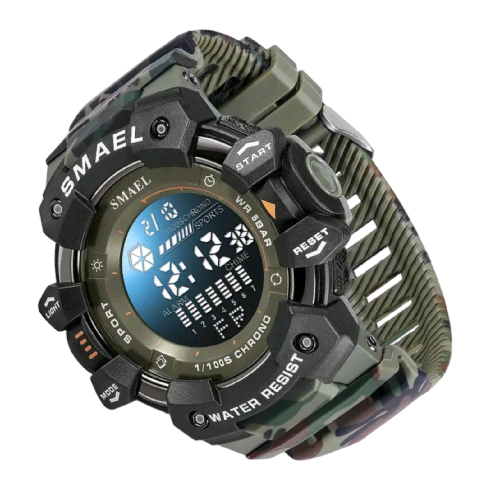 Reloj deportivo digital camuflaje  smael verde
