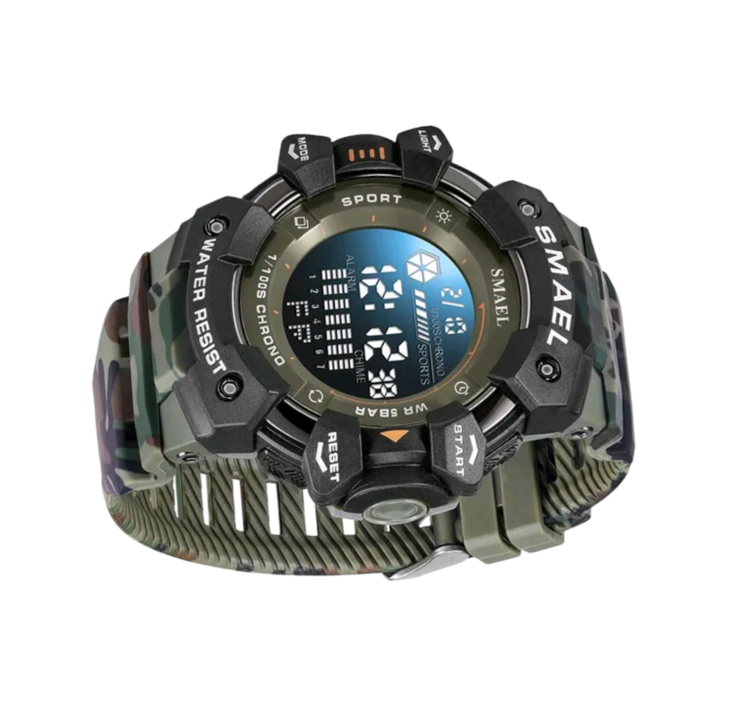 Reloj deportivo digital camuflaje  smael verde