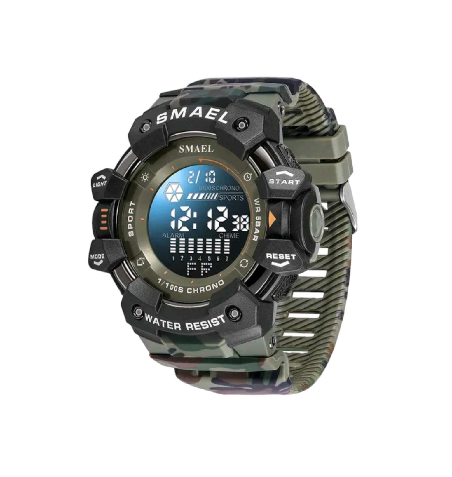 Reloj deportivo digital camuflaje  smael verde