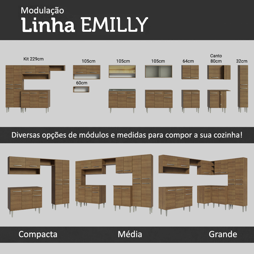 Cocina Integral Completa Modular Madesa Emilly 169cm MM 12