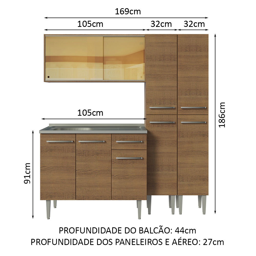 Cocina Integral Completa Modular Madesa Emilly 169cm MM 12