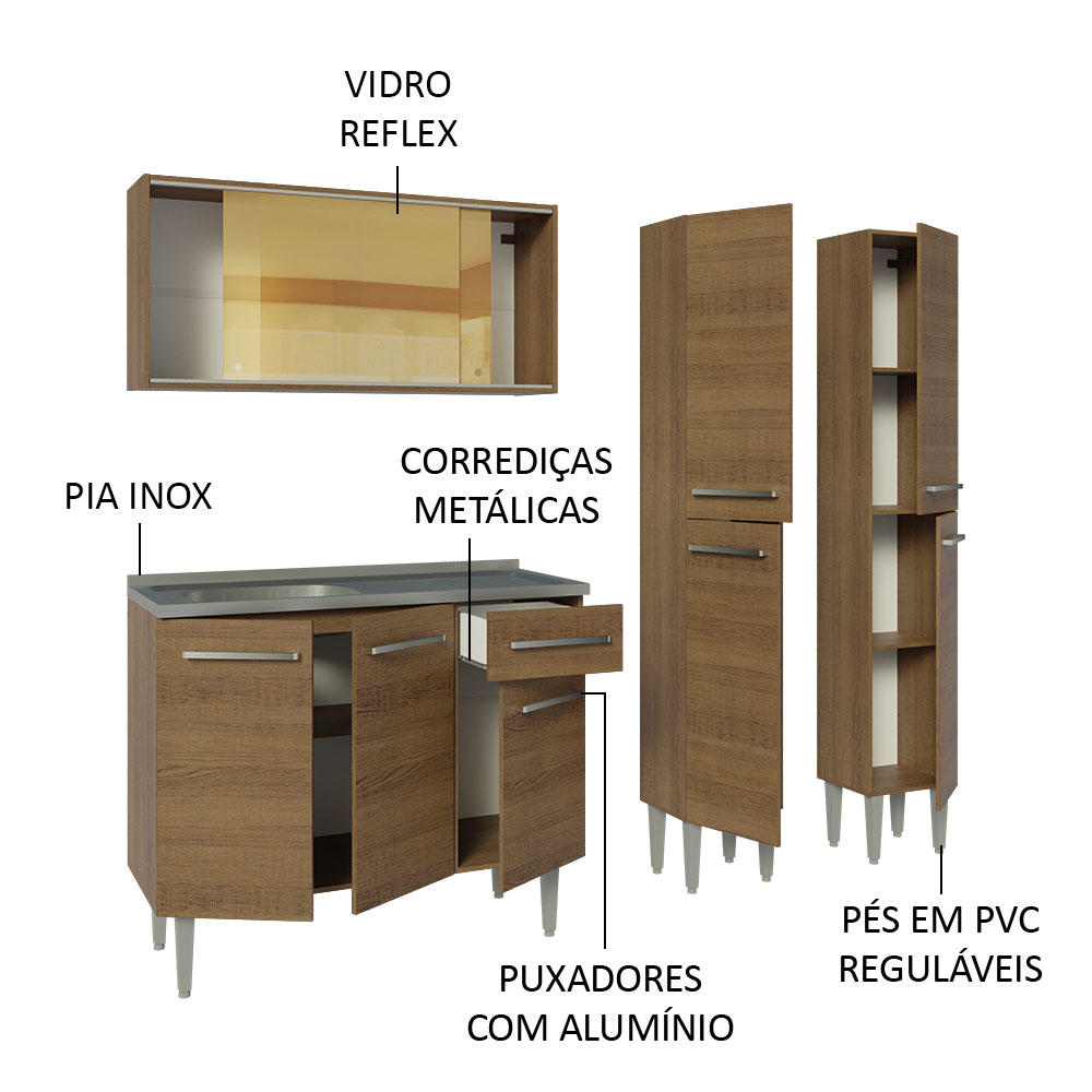 Cocina Integral Completa Modular Madesa Emilly 169cm MM 12